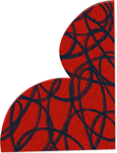 Scribbled Blue and Red Paper Cut-out